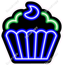 NEON - Blue & Green Cupcake