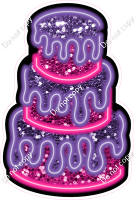 NEON - Hot Pink & Purple Cake - Sparkle