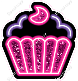 NEON - Hot Pink & Purple Cupcake - Sparkle