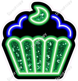 NEON - Blue & Green Cupcake - Sparkle
