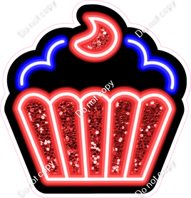 NEON - Red & Blue Cupcake - Sparkle