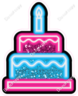 NEON - Hot Pink & Caribbean Cake - Sparkle
