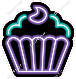 NEON Purple & Teal Cupcake