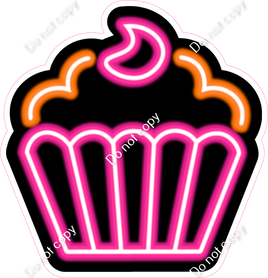 NEON Hot Pink & Orange Cupcake