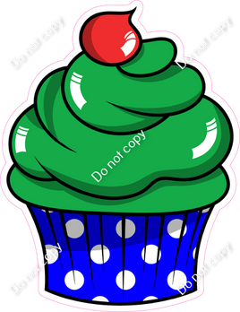 Cartoon Cupcake - Green & Blue