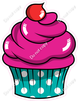 Cartoon Cupcake - Hot Pink & Teal