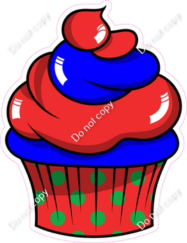 Cartoon Cupcake - Green, Blue, Red