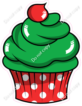 Cartoon Cupcake - Green & Red