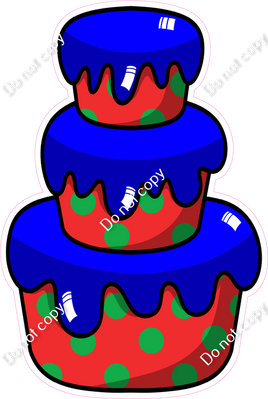 Cartoon Cake - Green, Blue, Red