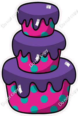 Cartoon Cake - Teal, Hot Pink, Purple