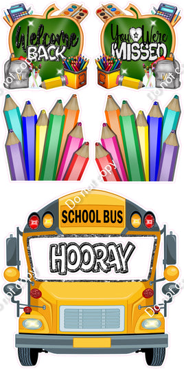 6 pc Super Sized - Flat School Bus Theme0923
