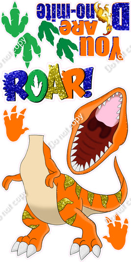 8 pc Super Sized - Orange Dinosaur Theme0918