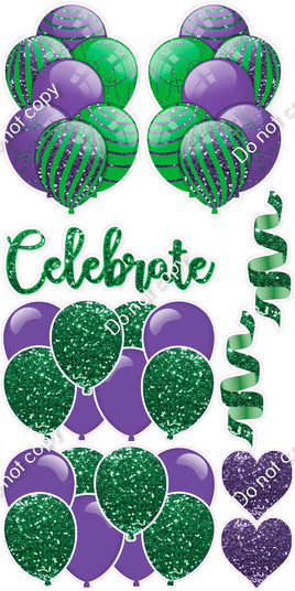 9 pc Green & Purple Celebrate Set Flair-hbd0433