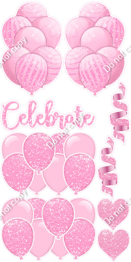9 pc Baby Pink Sparkle Celebrate Set Flair-hbd0452