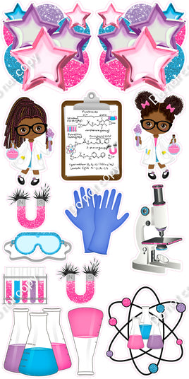 14 pc Dark Skin Tone Girl Scientist Set