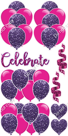 9 pc Pink & Purple Celebrate Set Flair-hbd0428
