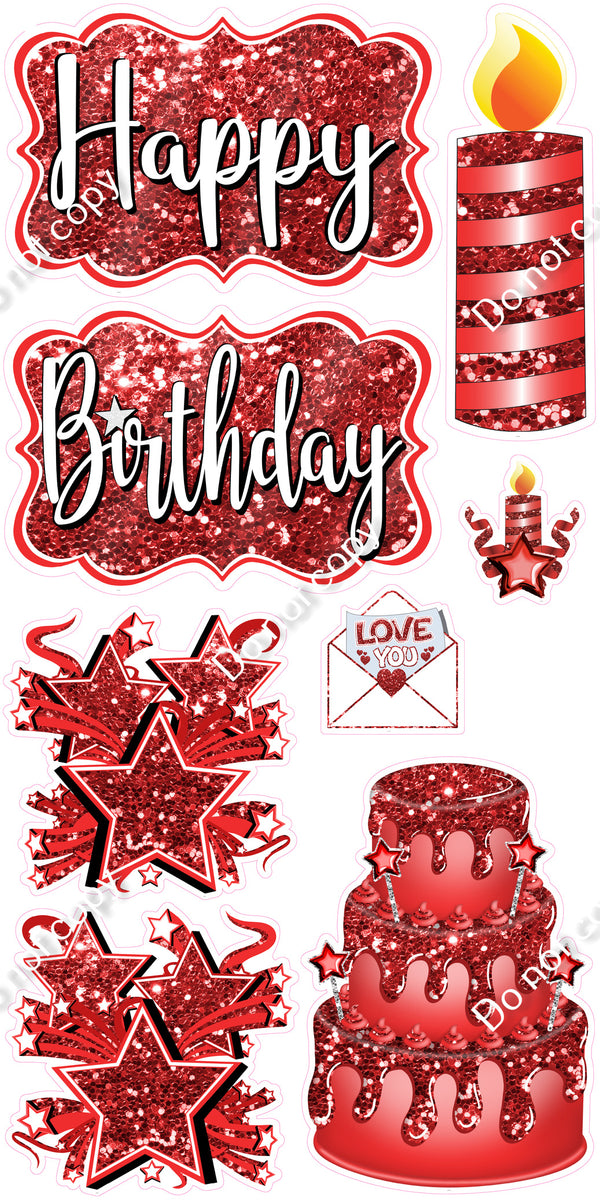 8 pc Quick Sets #1 - Sparkle Red| Sign Swag USA