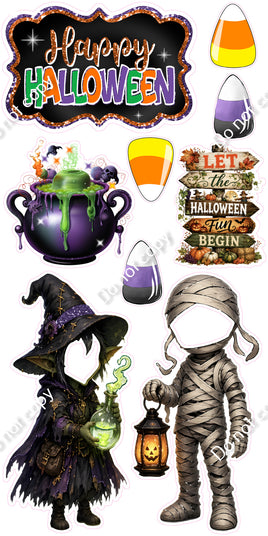 9 pc Halloween Face Cutout Set