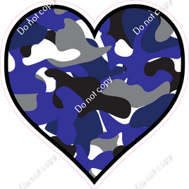 Blue Camo Heart - Outlined