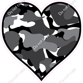 Grey Camo Heart - Outlined