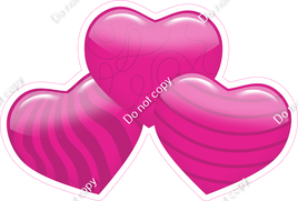 Flat - Hot Pink - Triple Heart Bundles
