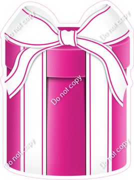 Flat - Hot Pink Present, White Bow - Style 3