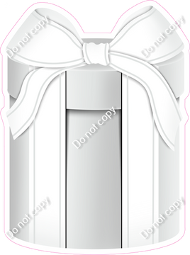 Flat - Light Grey Present, White Bow - Style 3