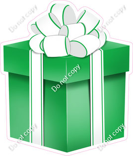 Flat - Green Present, White Bow - Style 4