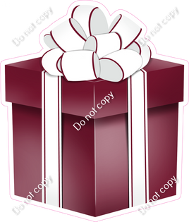 Flat - Burgundy Present, White Bow - Style 4