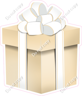 Flat - Champagne Present, White Bow - Style 4