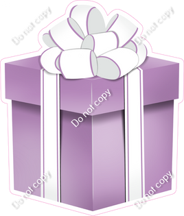 Flat - Lavender Present, White Bow - Style 4