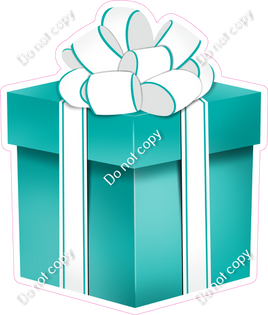 Flat - Teal Present, White Bow - Style 4