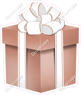 Flat - Rose Gold Present, White Bow - Style 4