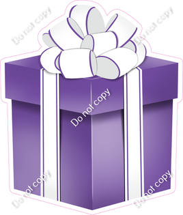 Flat - Purple Present, White Bow - Style 4