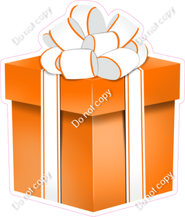 Flat - Orange Present, White Bow - Style 4