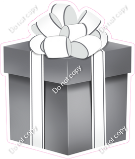Flat - Grey Present, White Bow - Style 4