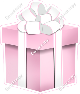 Flat - Baby Pink Present, White Bow - Style 4