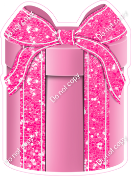 Sparkle - Bubblegum Box & Coral Ribbon Round Present - Style 3