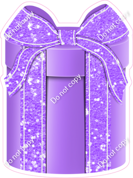 Sparkle - Lilac Box & Coral Ribbon Round Present - Style 3