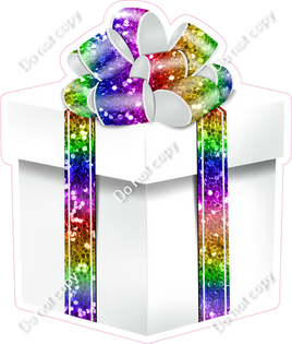 Sparkle - White Box & Rainbow Ribbon Present - Style 4