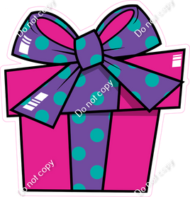 Cartoon Present - Teal, Hot Pink, Purple