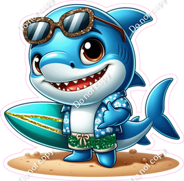 Shark Holding a Surfboard w/ Variants