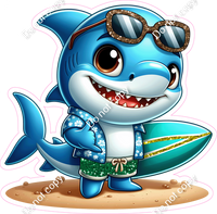 Shark Holding a Surfboard w/ Variants