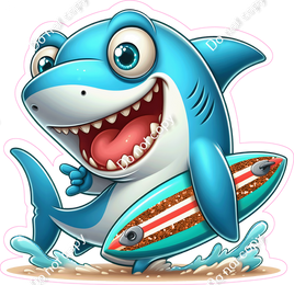 Shark Holding a Surfboard