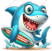 Shark Holding a Surfboard w/ Variants