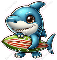 Shark Holding a Surfboard w/ Variants