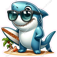 Shark Holding a Surfboard w/ Variants