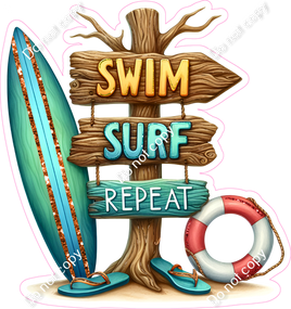 Swim, Surf, Repeat Beach Statement