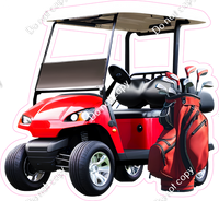 Red Golf Cart and Bag with Variants