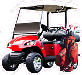 Red Golf Cart and Bag with Variants